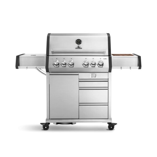 BURNHARD Gasgrill mit 4 Brennern, Heckbrenner und Gusseisen-Grillrost