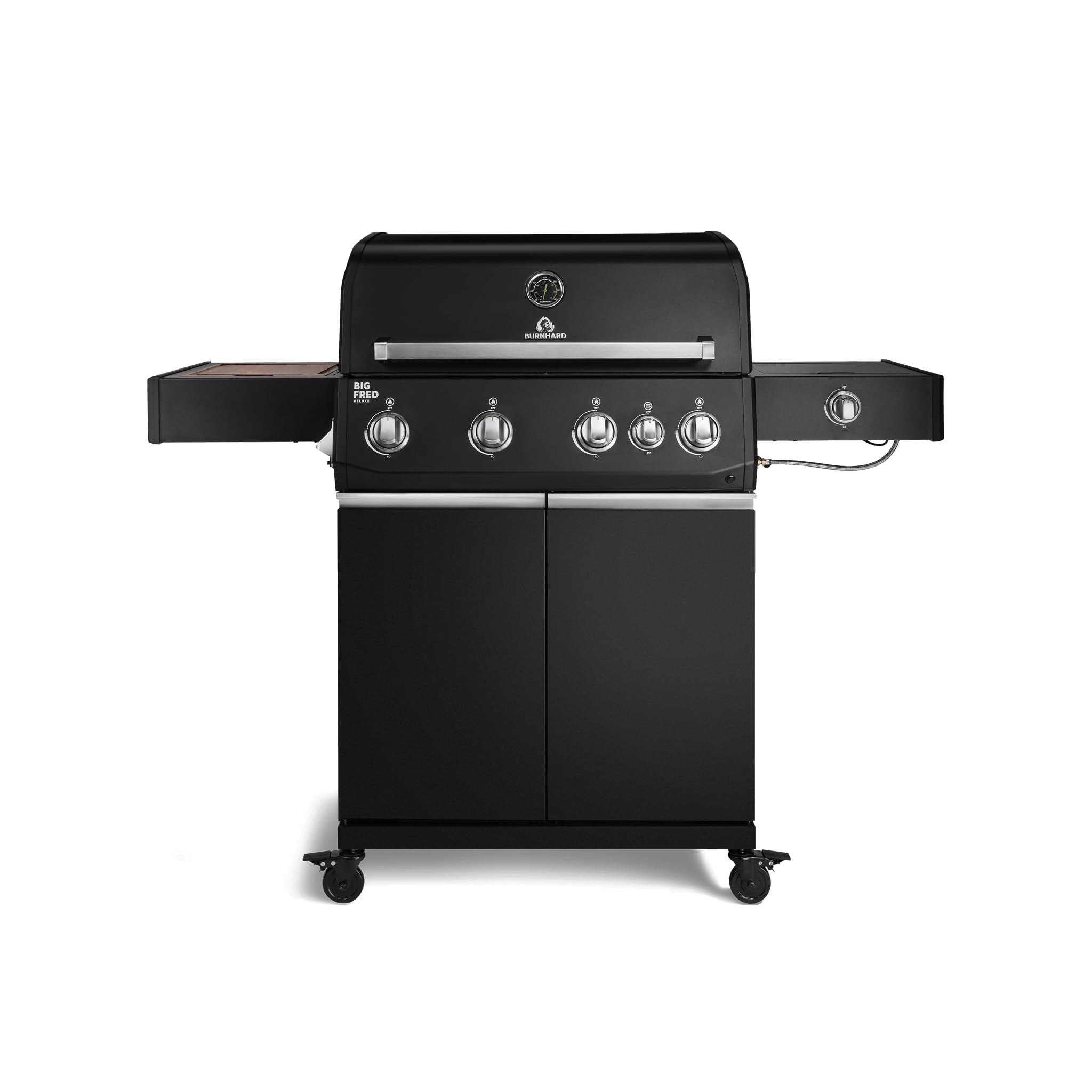 61WsD8-MTgL BURNHARD Big FRED Deluxe Gasgrill, 4 Brenner, Edelstahlrost, Schwarz-Matt – Bild 1