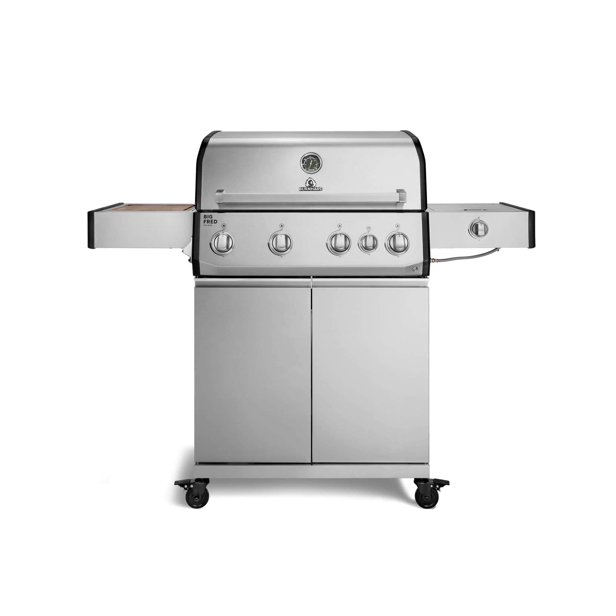 61kKdupaa0L BURNHARD Big FRED Deluxe Gasgrill, 4 Brenner, Edelstahlrost, Edelstahl – Bild 1