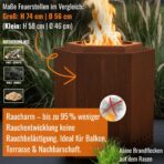 Terma 2IN1 Smofree 2.0 XXL Feuerstelle mit Feuerplatte, raucharm, 75×88 cm, Rost-Patina, Made in Germany – Bild 4