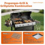 GarveeHome 5-Brenner Gasgrill & Plancha, 40.000 BTU, Gusseisenrost, für Garten & Balkon – Bild 5