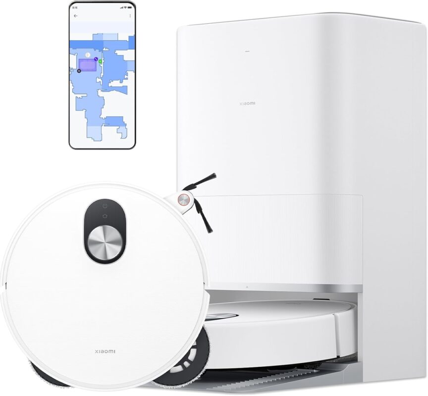 XIAOMI Robot Vacuum 5 Pro - Saugroboter mit Wischfunktion – Staubsauger Roboter ，dToF Smart Retractable Radar，20000Pa，HD-Frontkamera für Echtzeitansicht & Einweg-Kommunikation，für Haare und Tierhaare