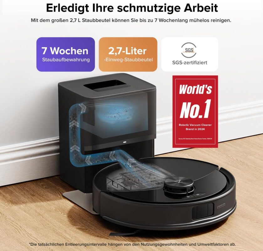 roborock Q10 S5+ Set Saugroboter mit Wischfunktion, 10.000 Pa Saugkraft