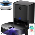 MONSGA Saugroboter mit Wischfunktion, 3.5L Staubsauger Roboter mit Absaugstation, 5000Pa Saugkraft, 180Min Laufzeit, LiDAR Navigation, Starke Saugkraft ideal für Teppich und Tierhaare, APP Steuerung