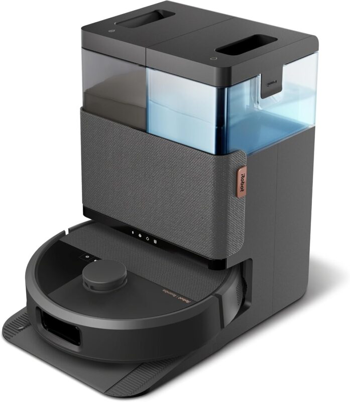 iRobot Roomba Plus 505 Combo Robot + AutoWash Dock Saugroboter mit Wischfunktion - Multifunktinales Dock - Clearview Pro LiDAR - 7000Pa - DualClean Wischpads mit PerfectEdge - SmartScrub - Schwarz