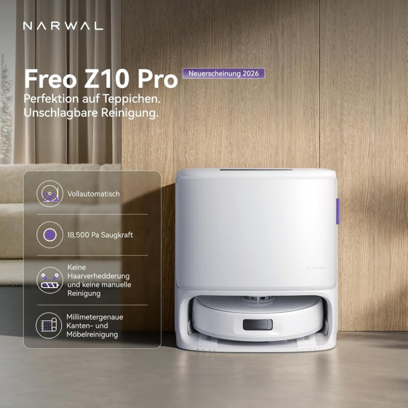 NARWAL Freo Z10 Pro Saugroboter mit Wischfunktion 18.500Pa Teppichreinigung
