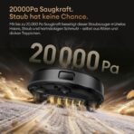 Ultenic Saugroboter mit Wischfunktion, 20.000Pa Saugkraft, Anti-Tangle