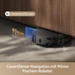 MOVA S70 Roller Saugroboter, 28.000Pa, 27cm-Roller Kantenreinigung Schwarz
