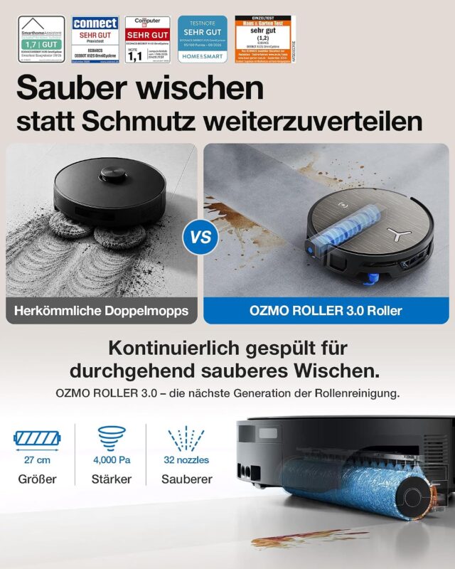 ECOVACS X12S OMNICYCLONE Care kit Saugroboter mit Wischfunktion, 53AW Blast