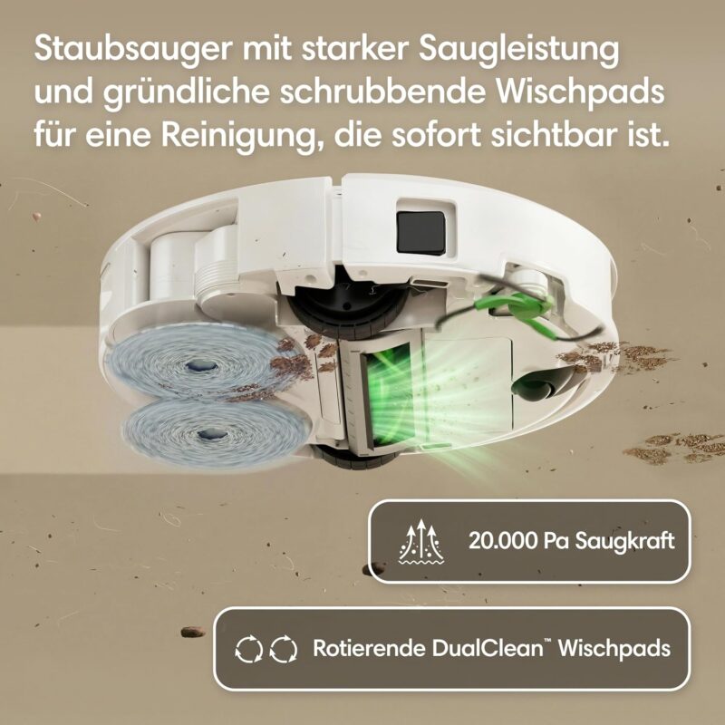 iRobot Roomba Plus 416 Saugroboter, AutoWash Basis, selbstreinigende Wischpads, Weiß