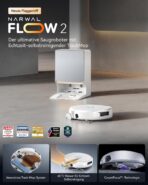 NARWAL Flow 2 Roboter-Saug-Wischroboter，Saugleistung von 31.000 Pa, Kombiniertes Kehren und Wischen, Reinigung mit 100 °C heißem Wasser und Heißlufttrocknung, selbstreinigende Ladestation (Weiß)