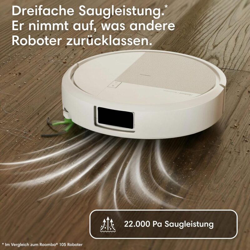 iRobot Roomba® Plus 515 Combo Roboter + AutoWash™ Dock, 22Kpa, Multifunktions‑Dock, Wäscht und trocknet die Wischpads bei heißer Temperatur, Clearview LiDAR, Entleert-Sich, Weiß